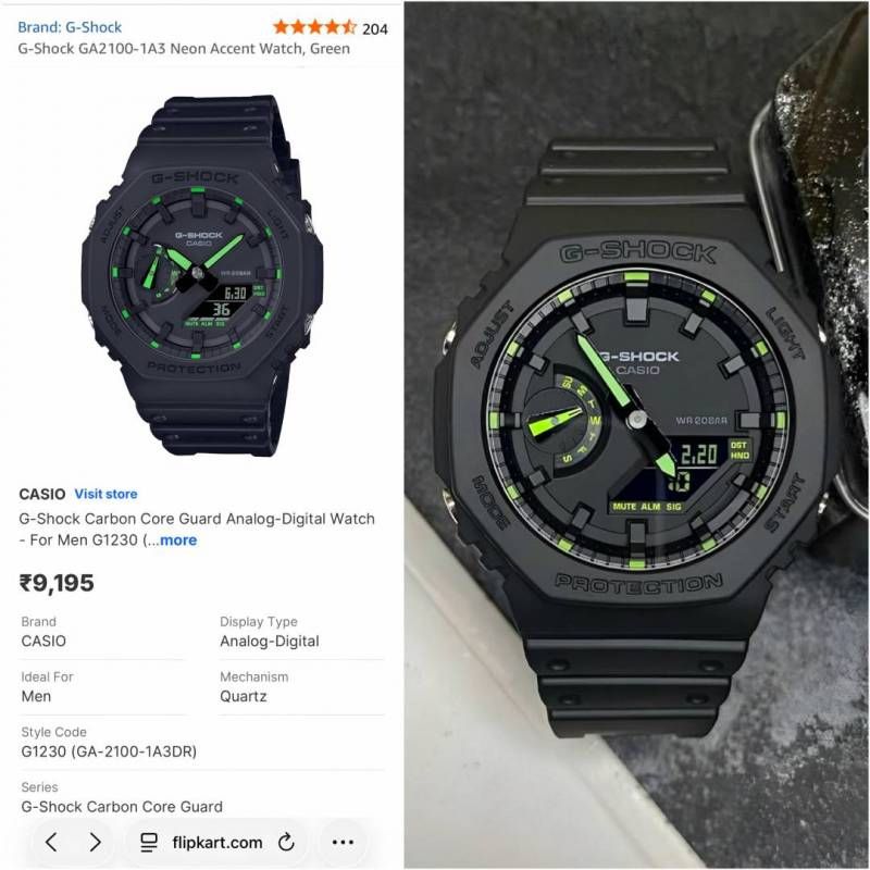 Ca.sio g shock ga2100 black and green