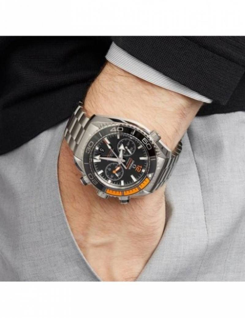 OMEGG_A Seamaster Planet Ocean 600M Co-Axial Chronograph plan silver Black Orange.