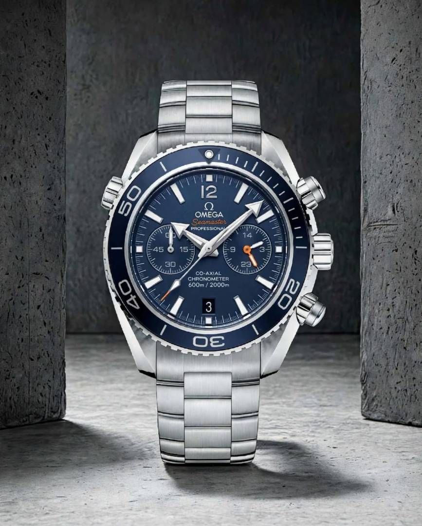 OMEGG_A Seamaster Planet Ocean 600M Co-Axial Chronograph plan silver Blue .