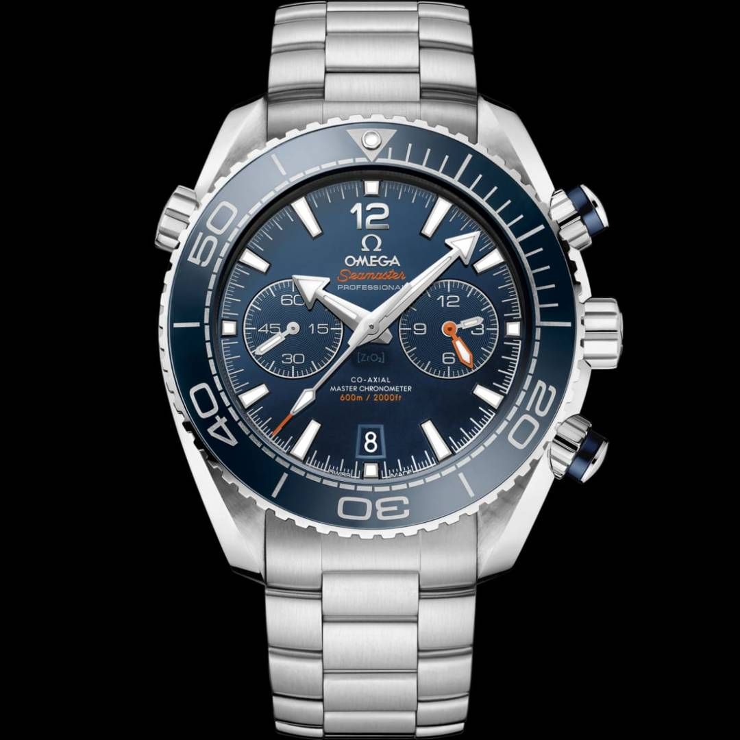 OMEGG_A Seamaster Planet Ocean 600M Co-Axial Chronograph plan silver Blue .