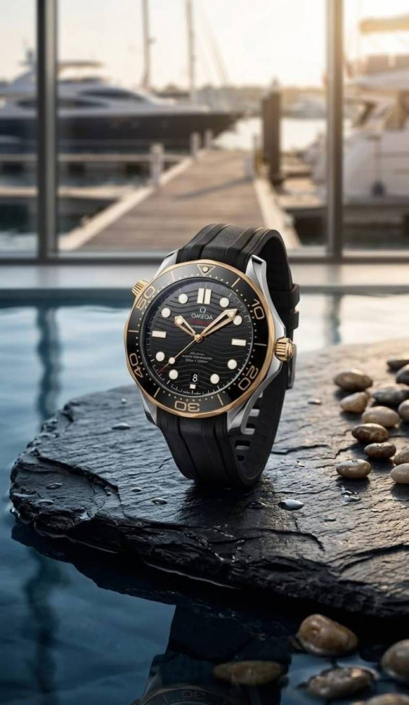 Omegg_a Seamaster Diver 300M Automatic Black Gold Black