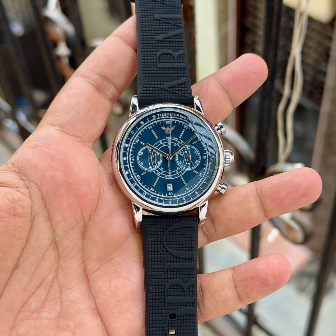 Em.porio Armaa_ni Minimalist Chronograph Telemeter AR11634 black blue