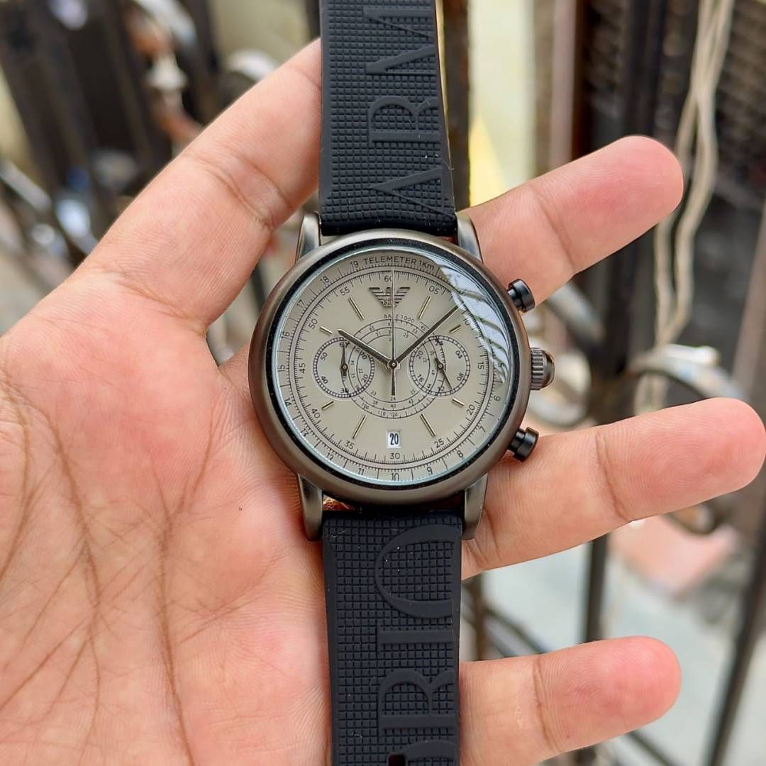 Em.porio Armaa_ni Minimalist Chronograph Telemeter AR11634 black gray