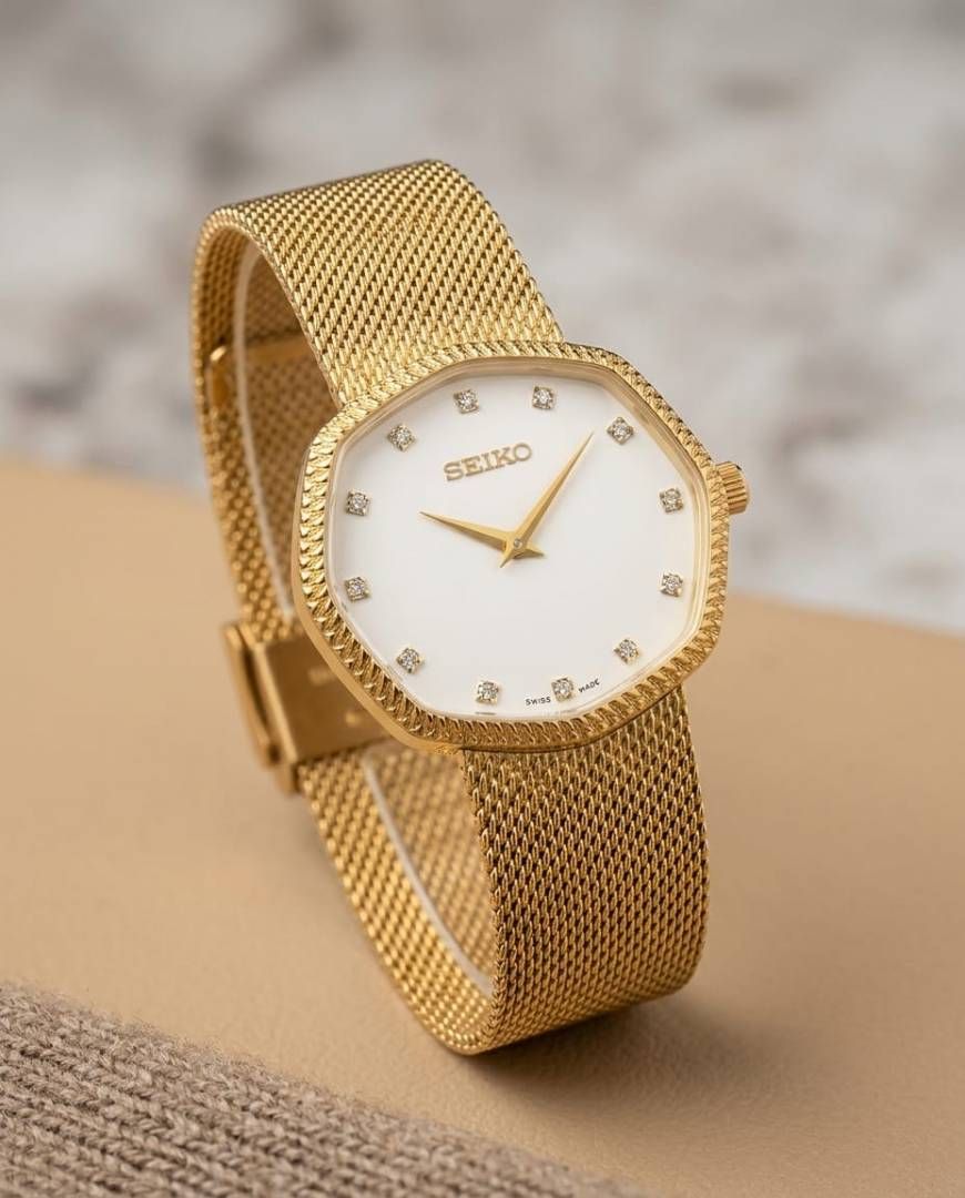 Sei.ko Slim Unisex Gold White