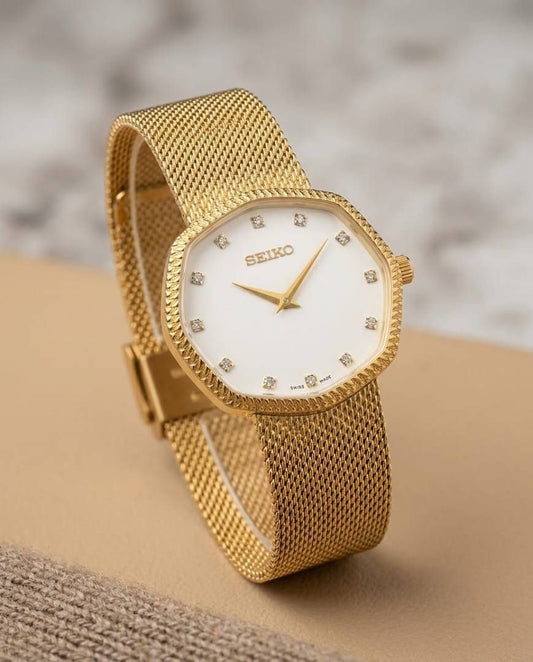 Sei.ko Slim Unisex Gold White