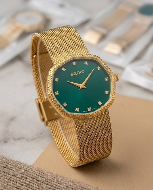 Sei.ko Slim Unisex Gold Green
