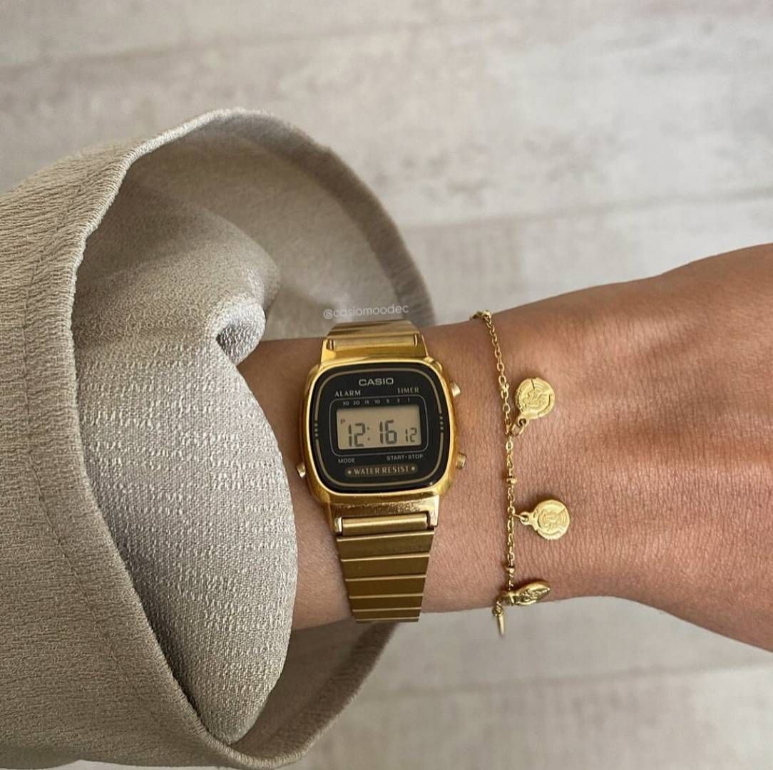 Ca.sio Womens Vintage LA670 GOLD BLACK