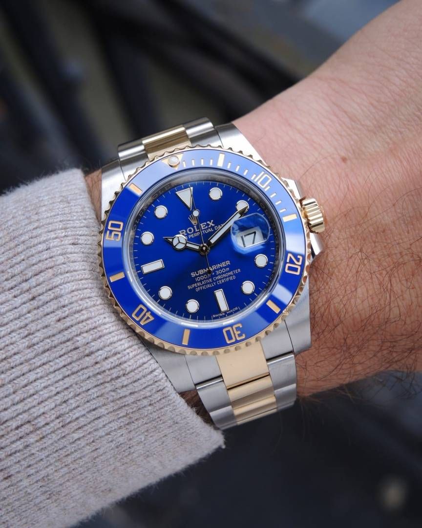 Rolee_x Oyster Perpetual Submarine 2Ton-Gold-Blue