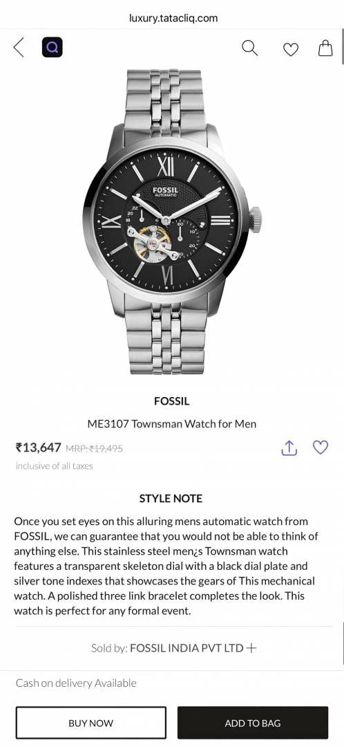 Fossii_l Townsman Automatic ME3107