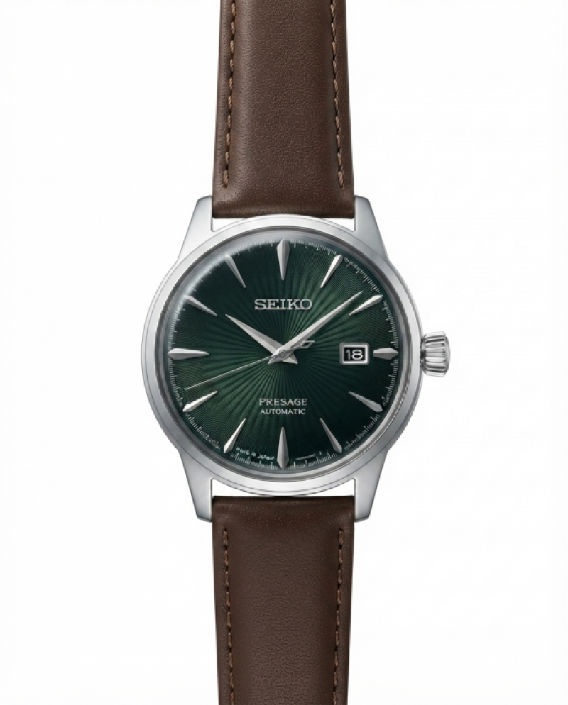 Sei.ko Presage Automatic Leather Silver Green Dial