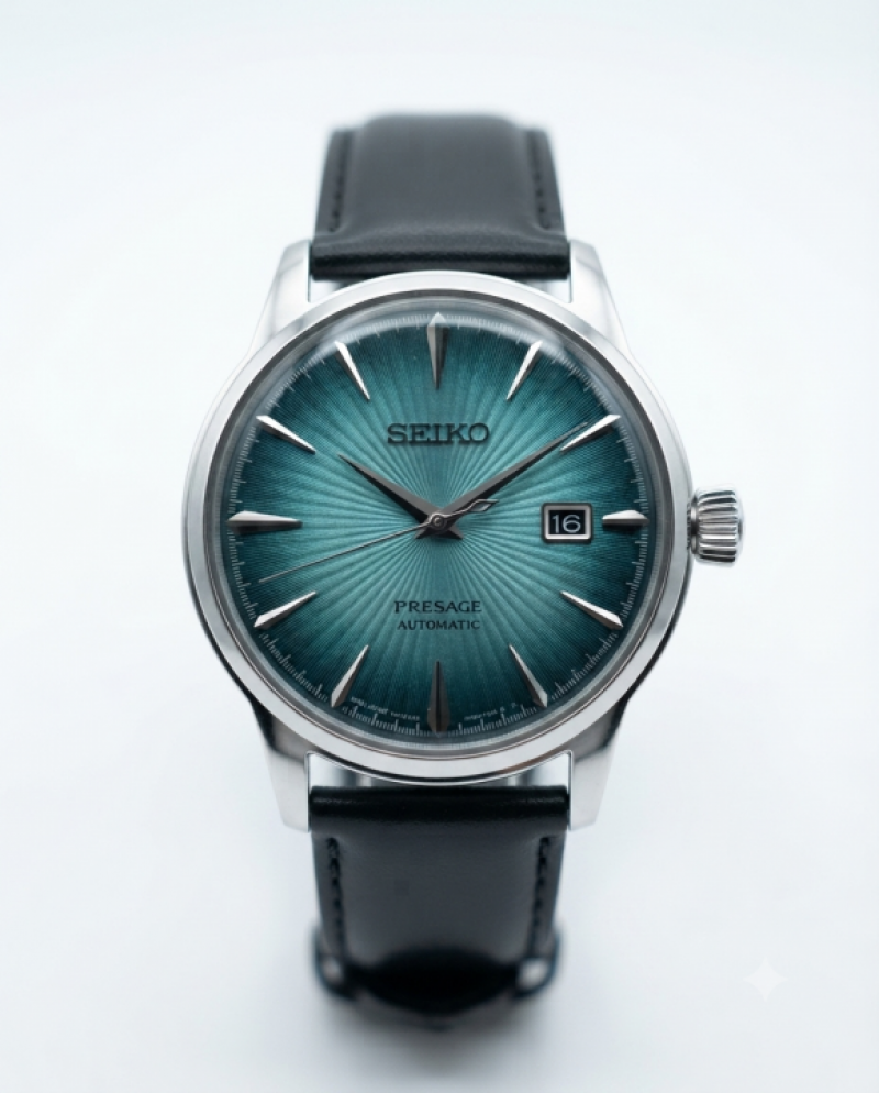 Sei.ko Presage Automatic Leather Silver sky Blue   Dial
