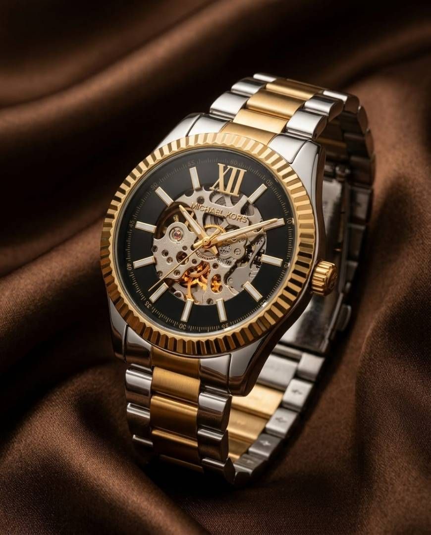 Mic.hael_l Kors Lexington Automatic Skeleton 2Ton-Gold-Black