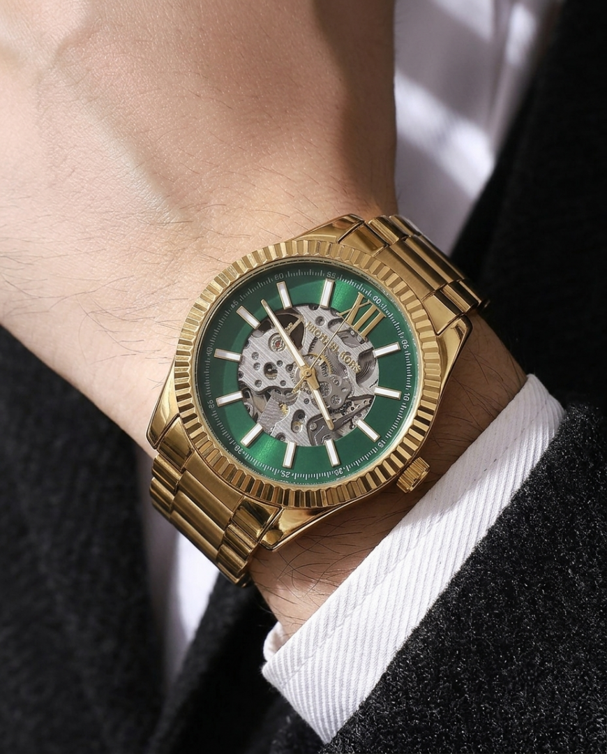 Mic.hael_l Kors Lexington Automatic Skeleton Gold-Green