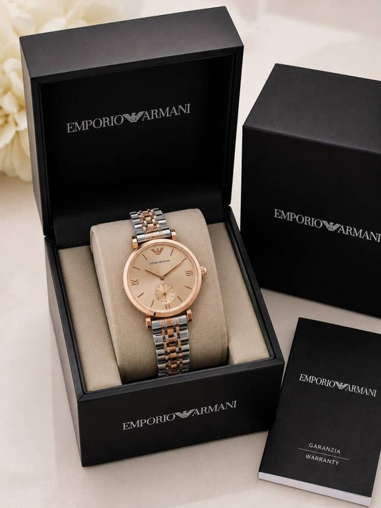 Em.porio Armaann_i Classic 2 ton copper pink crono Roman ank