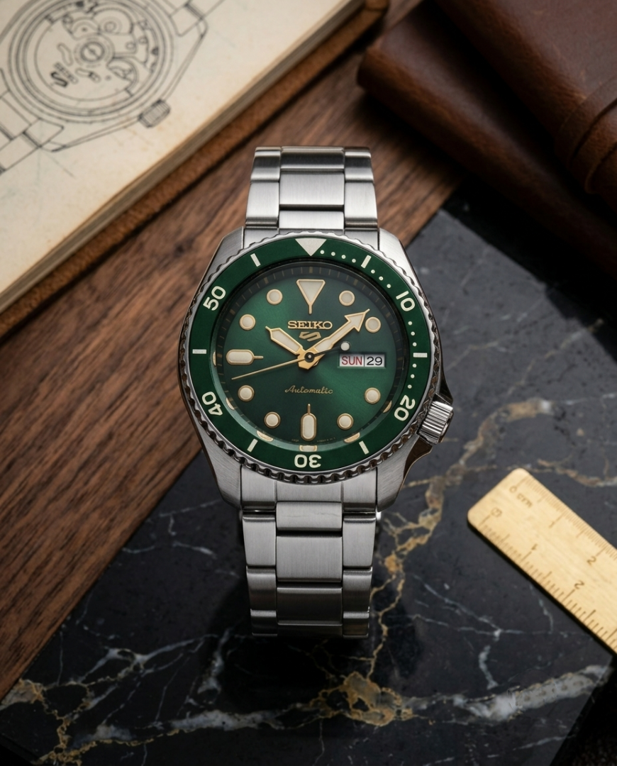 Sei.ko 5 Sports SRPK31K1 Silver  green Dial