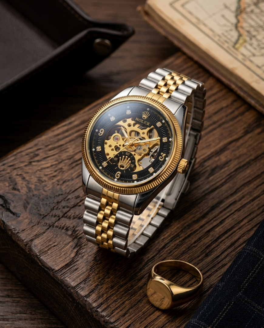Rolee_x Mechanical Automatic Two Tone Black Dial