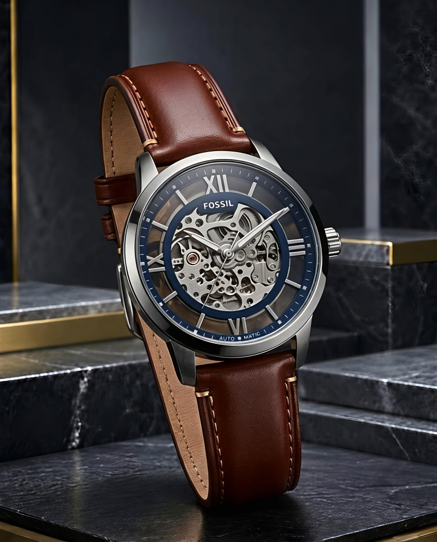 Fosil Townsman brown silver blue Automatic