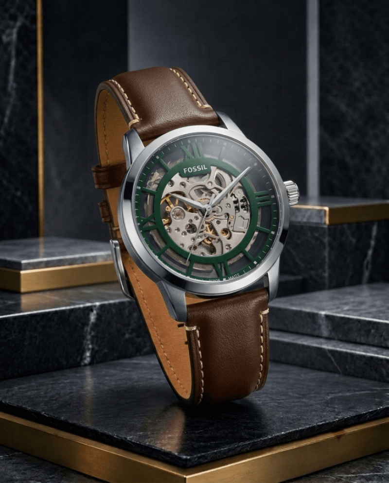 Fosil Townsman brown silver green Automatic