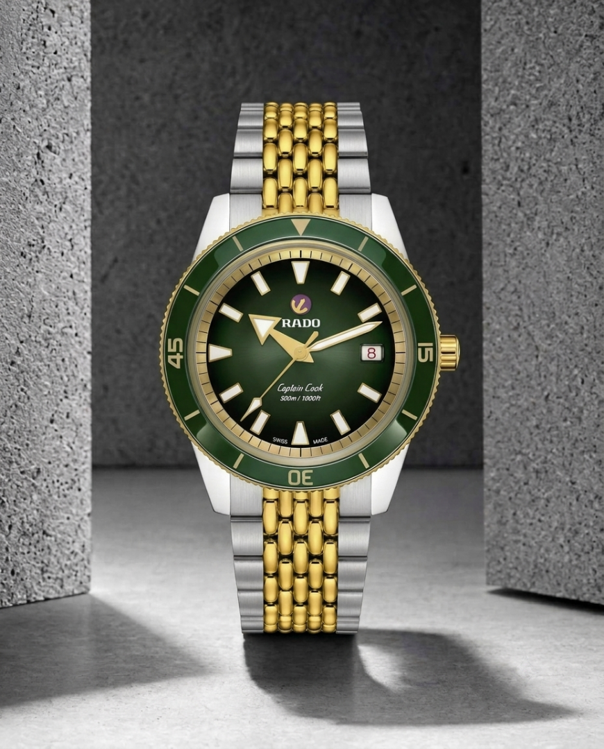 Raddo Captain Cook Automatic watch 2 ton gold green