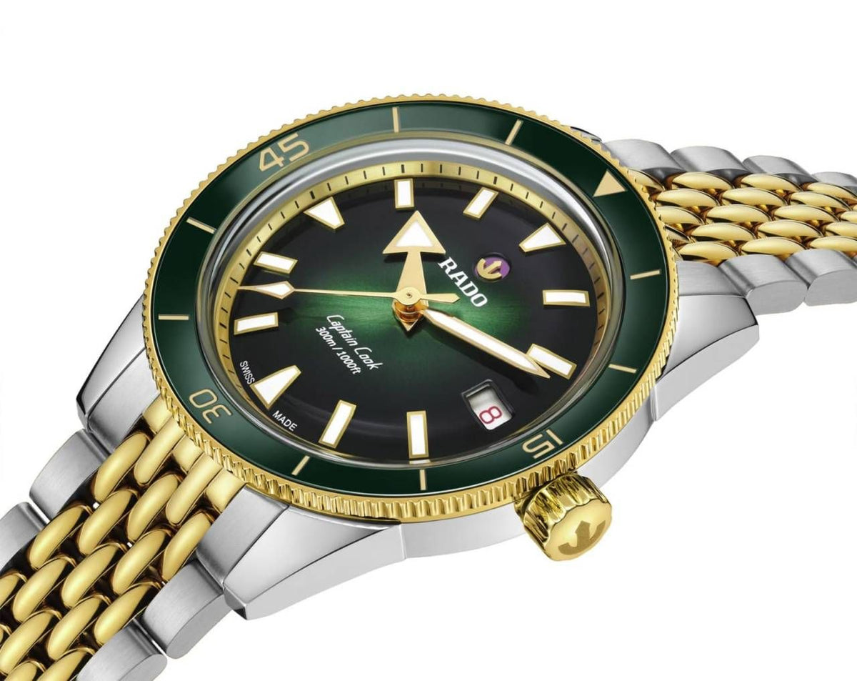 Raddo Captain Cook Automatic watch 2 ton gold green
