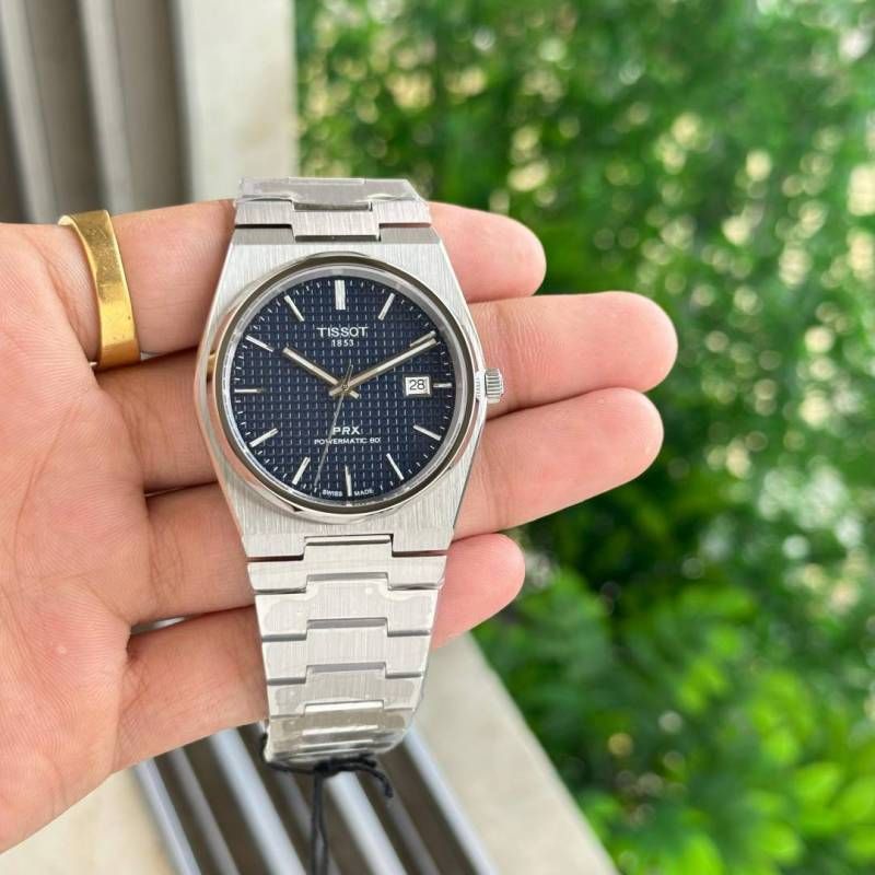 Tisot 1853 Prx Powermatic Quartz silver blue checks