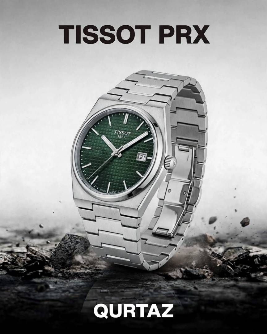Tissoo_t 1853 Prx Powermatic Quartz  silver green checks