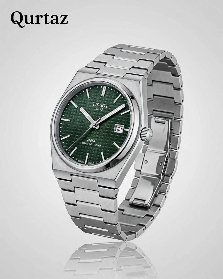 Tissoo_t 1853 Prx Powermatic Quartz  silver green checks