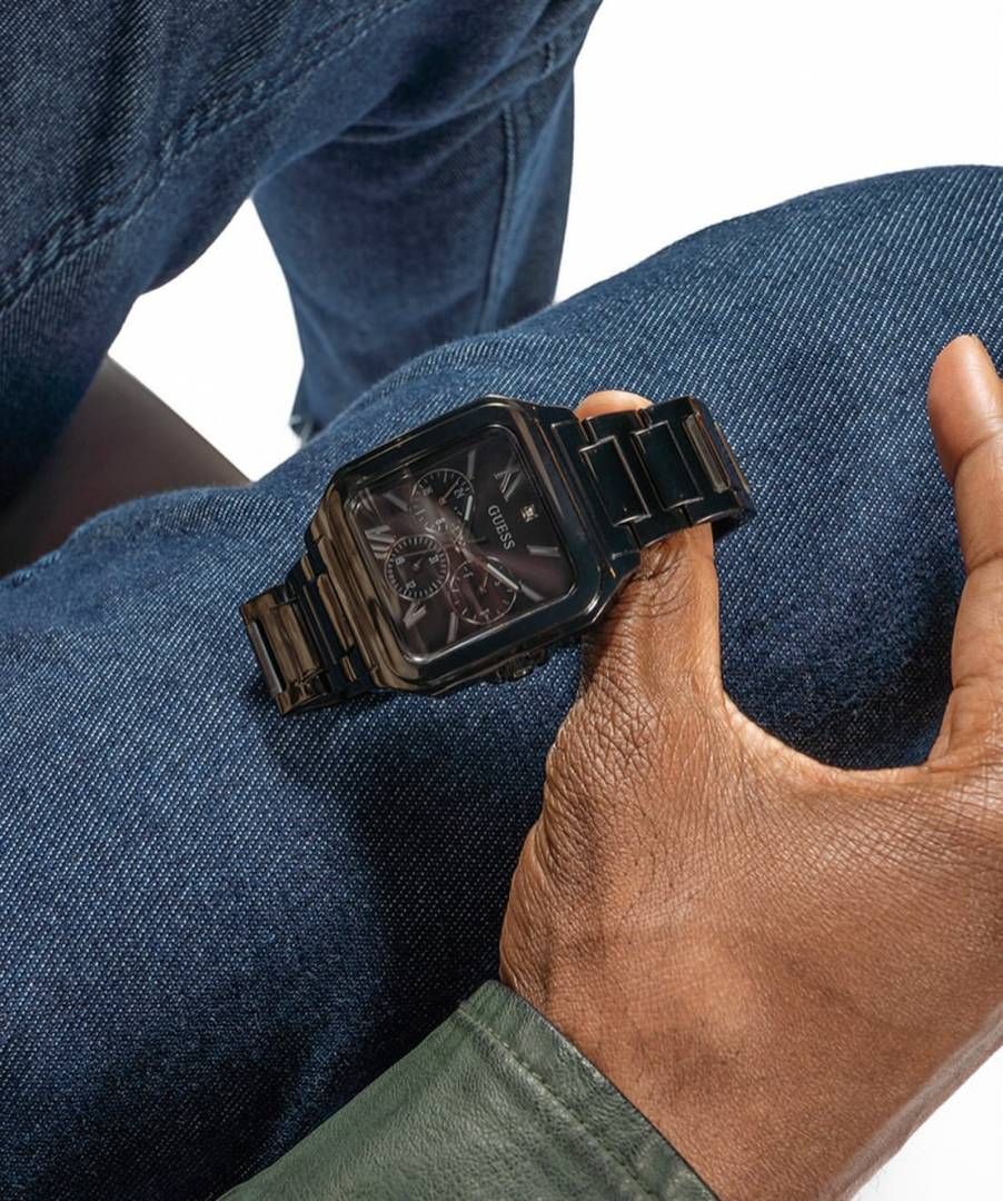 Gues_s Men Headline Square Gunmetal Analogue black