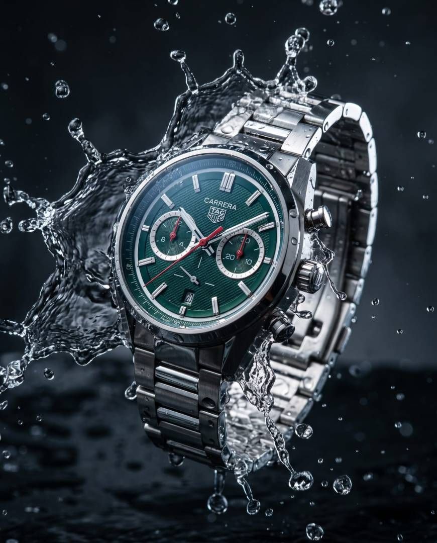 TAG Heuuer Carrera Chronograph silver green