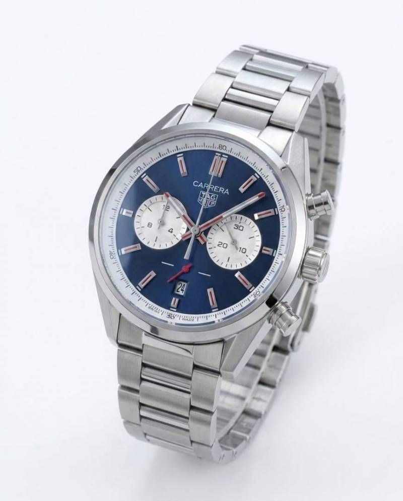 Tag heuuer Carrera white  Chronograph silver blue white crnografh