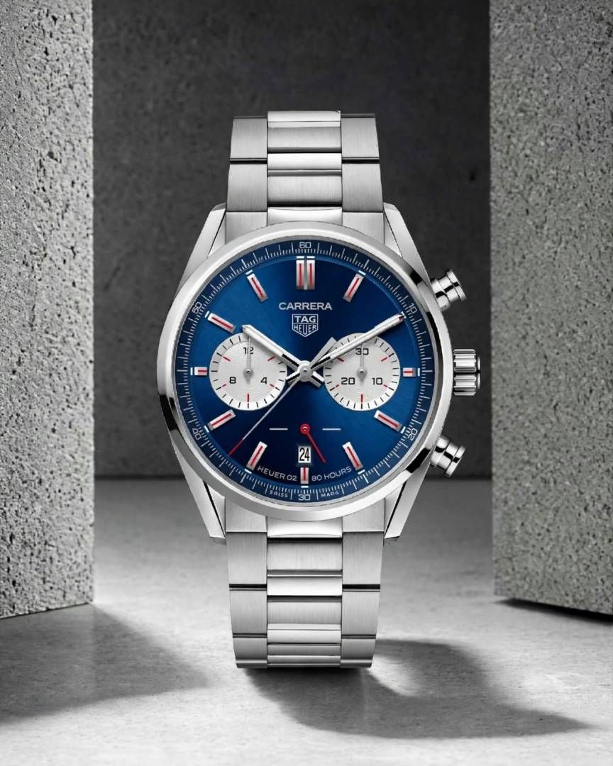 Tag heuuer Carrera white  Chronograph silver blue white crnografh