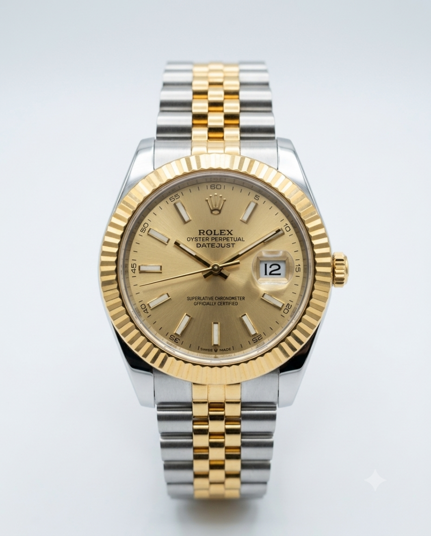 Rolee_x Oyster Perpetual Date Just Two Tone Gold Dial