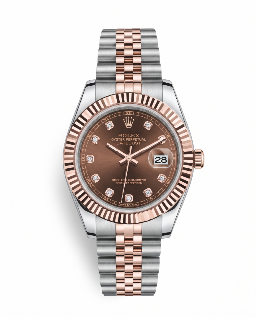 Rolee_x Oyster Perpetual Date Just Diamond Two Tone Copper Dial