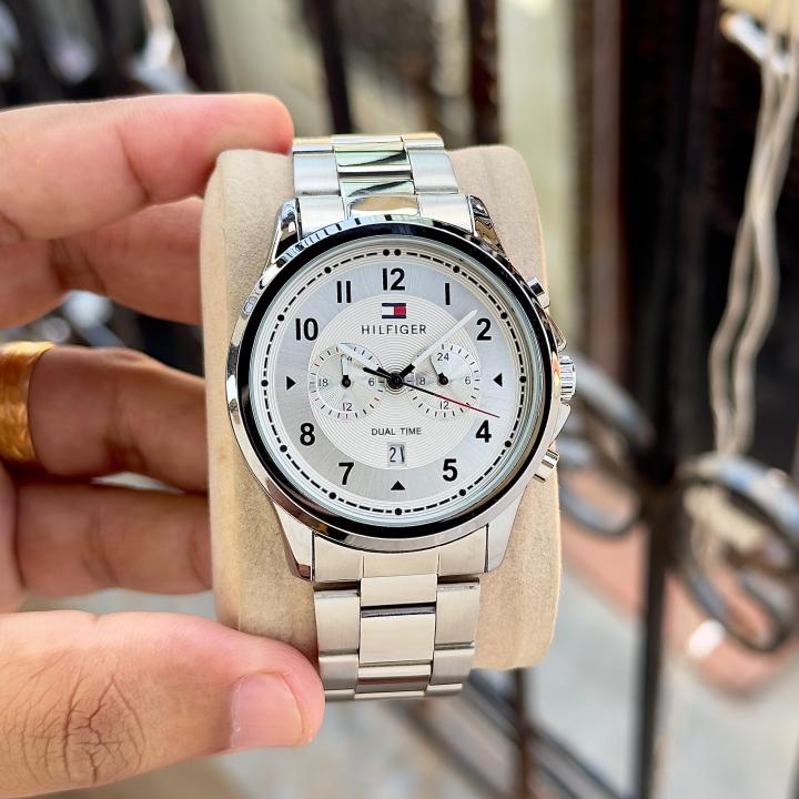 Tom.my Hilfigee_r Dual Time Silver White