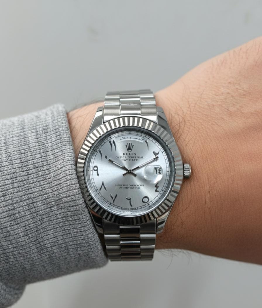 Rol.ex Oyster Perpetual Day Date Arabic Silver